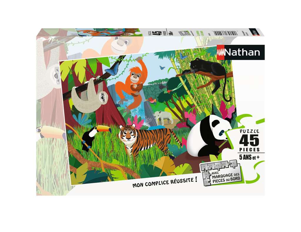 Nathan – Puzzle Enfant – Puzzle 45 p – Les animaux de la jungle – Dès 5 ans  – 86469 – L'ARBRE AUX LUTINS